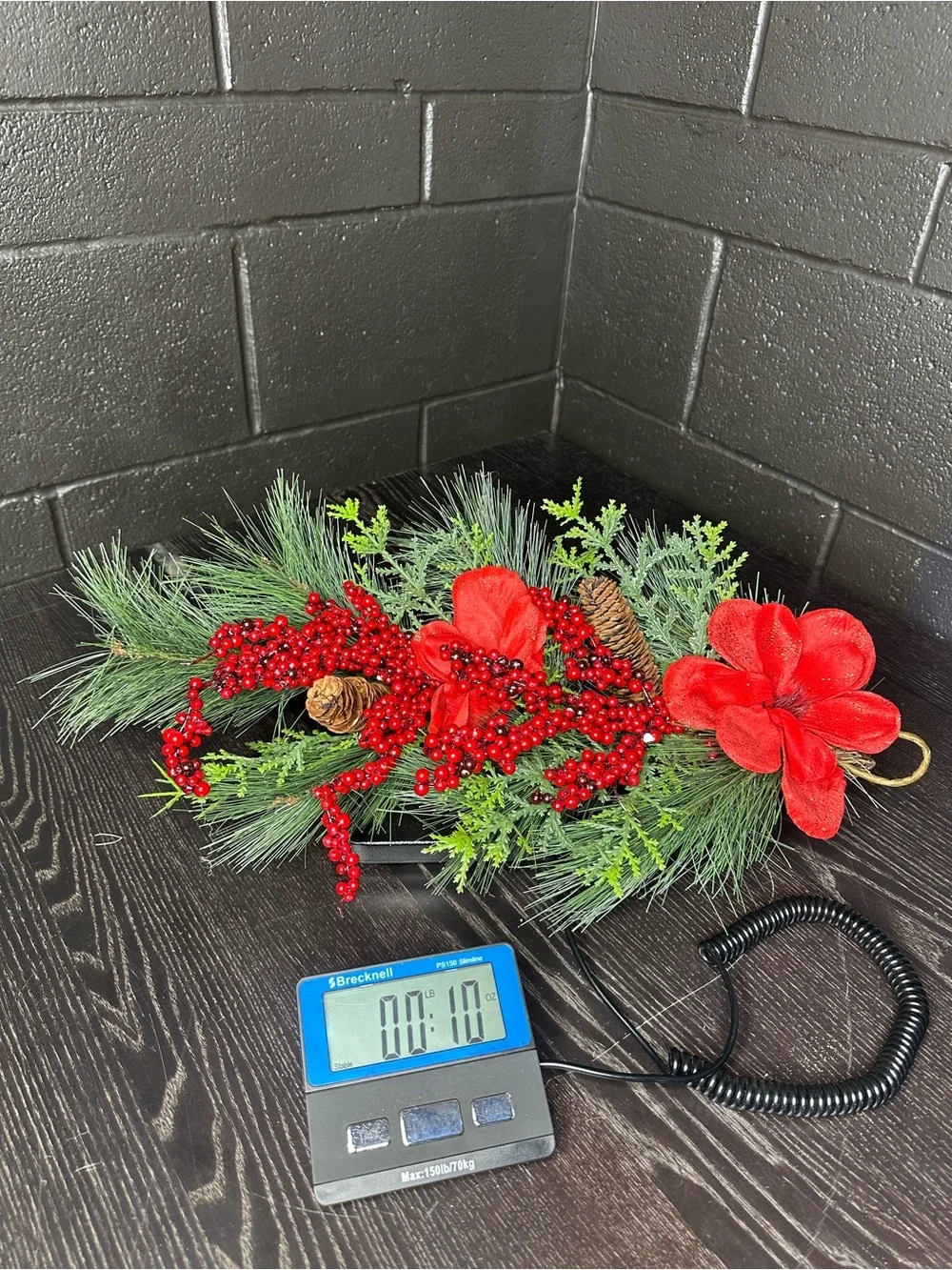 Red Poinsettia Garland - Pinecone Accent - 23x13 - Holiday Decor - Christmas